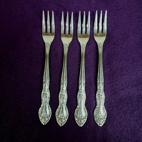 4 Imperial International Stainless Steel Seafood Forks 18CR Floral Scrolls 5.75" - Picture 1 of 4